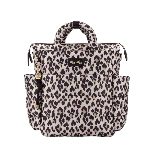 Itzy Ritzy Dream Convertible Diaper Bag; Lightweight Diaper Bag Converts from a Backpack to a Crossbody or Tote; Features 14 Pockets, Stroller Clips, Changing Pad & Luggage Attachment, Leopard