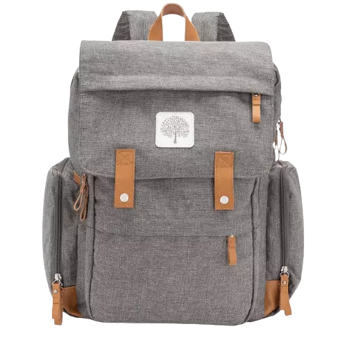 Parker Baby Diaper Backpack - Large Diaper Bag with Insulated Pockets, Stroller Straps and Changing Pad -"Birch Bag" - Gray